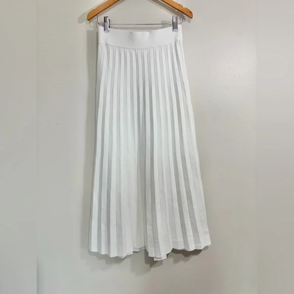 Sezane Leonine Ecru Knit Pleated Skirt Midi Small - Picture 4 of 13